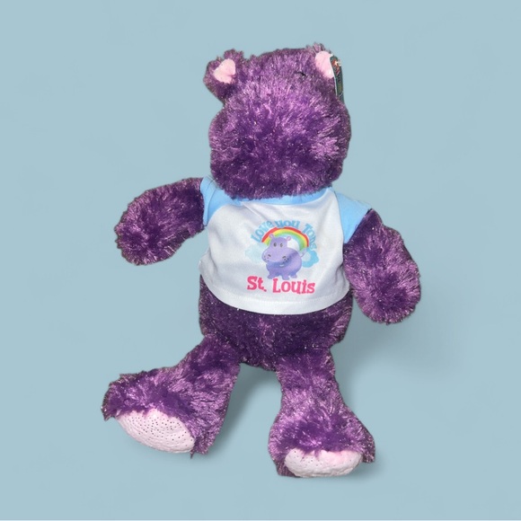 Plushology Purple Silver Hippo Stuffed Plush 9” 2022 St Louis T Shirt - Picture 1 of 4